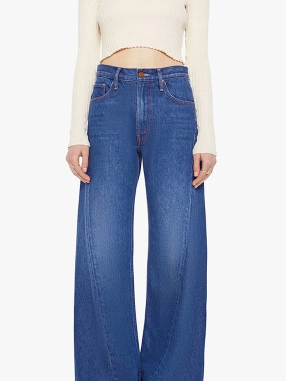 MOTHER Wide-Leg High-Rise Jeans in Classic Blue